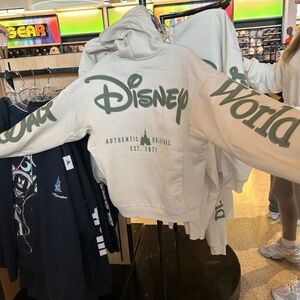 Disney Parks White and Green Zip-Up Hoodie